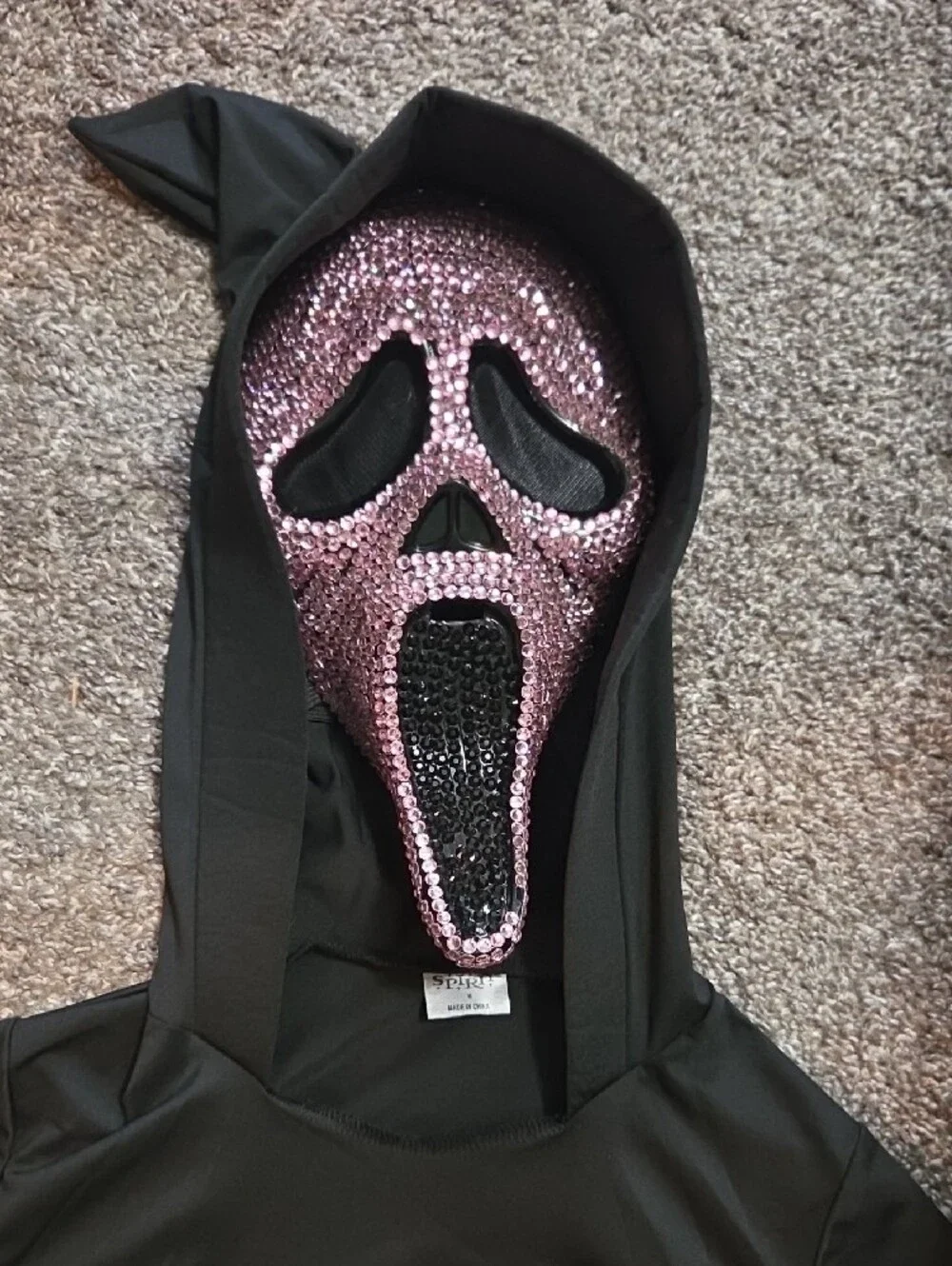 Spirit Black Hooded Costume Top with Decorative Accent